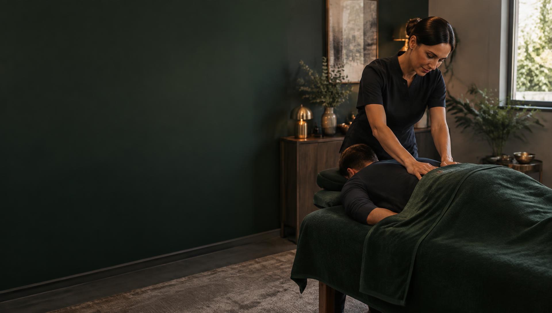 A therapist giving a restorative back massage